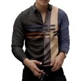 thumbnail image 1 of Innerwin Polo Shirt Lapel Neck Men T Shirts Business Long Sleeve Color Block Tee Style O L, 1 of 2