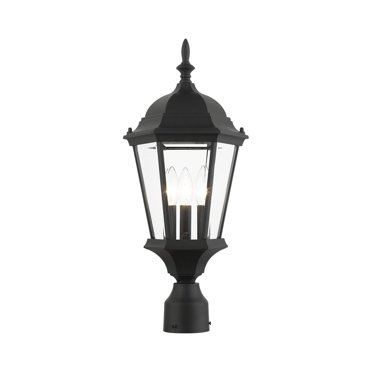 Livex Lighting 7563-14 Lanterne Extérieure en Aluminium Moulé Noir à 3 Lumières avec Verre Biseauté Transparent