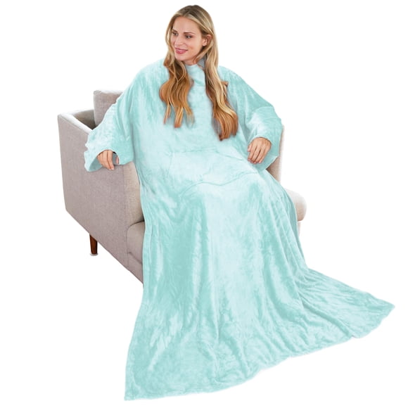 Solaris Wearable Blanket with Sleeves for Adults Softness Comfort Warmth Fleece Gift for Women Men Snuggy Body Throw TV Blanket for Home Office Lounge Gift for Your Lover
