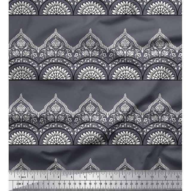 Soimoi Rayon Fabric Leaves & Floral Block Decor Fabric Printed Yard 42 Inch Wide