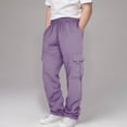 thumbnail image 3 of XZNGL Boys Sweatpants, Drawstring Waist, Multiple Pockets, Polyester Fabric, Relaxed Fit, Ankle-Length Jogger Style, for Daily Wear and Outdoor Activities, 3 of 7