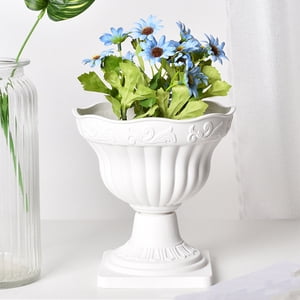 European Roman Flower Pot, Plastic Plant Pot for Artificial Flowers, Split Half Design, Gardening Home Decor, White Decorative Planter