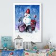 thumbnail image 1 of Designart Christmas Snowman Playing Drumset Traditional Framed Wall Art, 1 of 4