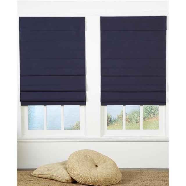 Store Romain Sans Cordon, Bleu Marine - 32 x 72 Po