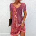 thumbnail image 1 of LOVZFMLL Robe Chandail Imprimée à Col Rond et Manches Courtes pour Femme Rouge 5TG, 1 of 5
