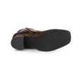 thumbnail image 3 of Unique Bargains Women's Square Toe Side Zip Block Heel Ankle Boots Coffee (Size 5.5), 3 of 8