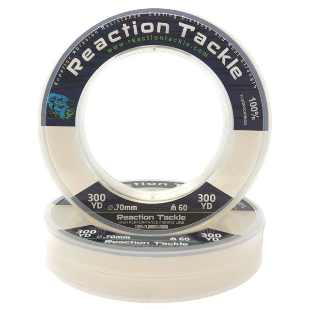 Reaction Tackle 100% Pure Fluorocarbon Fising Line - Leader Line / Clear / 4LB 300 Yd