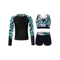 thumbnail image 1 of Manyakai 3Pcs Girls Tankini Rashguard Swimsuit Set Long Sleeve Swim Shirt Crop Top with Swim Trunk Lily 10, 1 of 7