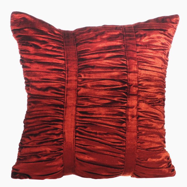 Decorative Pillow Covers, Rust Decorative Accent Pillow Covers 16x16 inch (40x40 cm), Velvet Pillow Cover For Sofa, Solid Color, Ruched, Modern Pillow Covers With Zipper - Rust Beauty