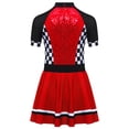 thumbnail image 4 of YiZYiF Racer Girls Costume Kids Racing Driver Fancy Dress-up Short Sleeve Zip Back A Line Dress Red 10, 4 of 5