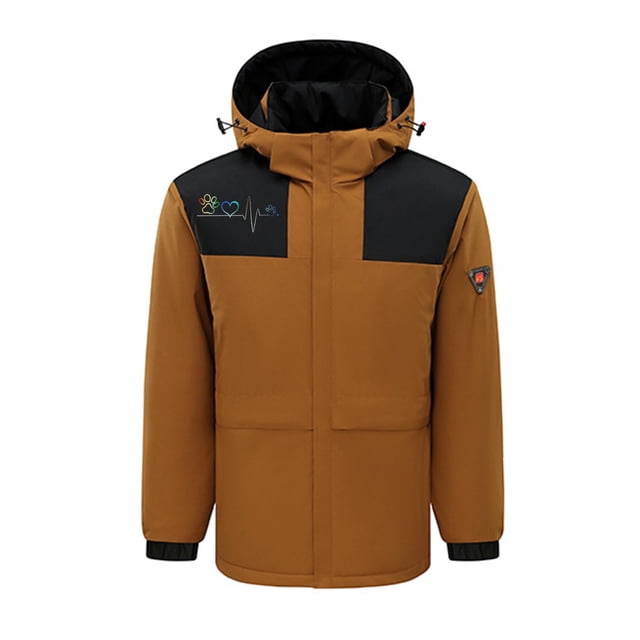 RXIRUCGD USB Intelligent Constant Temperature Heated Windproof Plus Size Coat For Men And Women Winter 4 Heated Jacket Coat( Brown, Size:2XL )