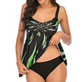 thumbnail image 4 of Women Casual Fashion Print Strappy Back Tankini Set Two Piece Swimsuits Suit, 4 of 6