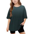 thumbnail image 1 of DecSea Girls Short Sleeve T shirt Kids Summer Oversized Gradient Crew Neck Tops Casual Basic Tee 5-14Years, 1 of 8