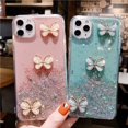 thumbnail image 4 of Case for iPhone 11, For Apple iPhone 11 Green Smart Shockproof Glitter Crystal butterfly Wrist Strap Cover Case, 4 of 5