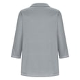 thumbnail image 3 of Hot6sl Économies d'Été Liquidation Blouse & Chemise à Manches Courtes Col Rabattu, T-Shirt Assorti pour Femmes Col en V Col Rabattu Manches 3/4, Haut en polyester pour FemmesGris, L, 3 of 8