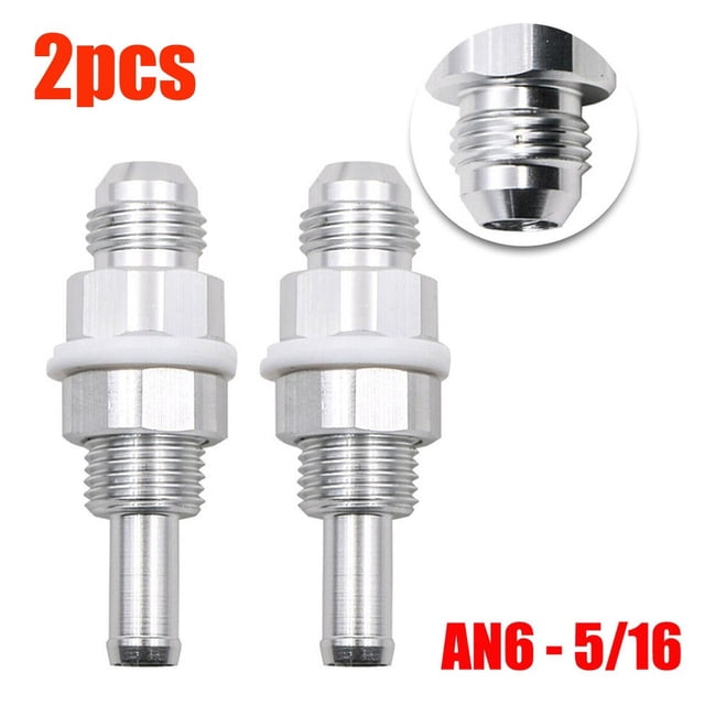 2x 6AN Male Flare Bulkhead To 5/16 Hose Barb Fuel Tank Fitting Auto Modified