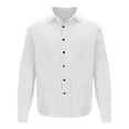 thumbnail image 4 of Pompotops Men Casual Solid Turn-down Collar Button Long Sleeve Shirt on Sale, 4 of 8