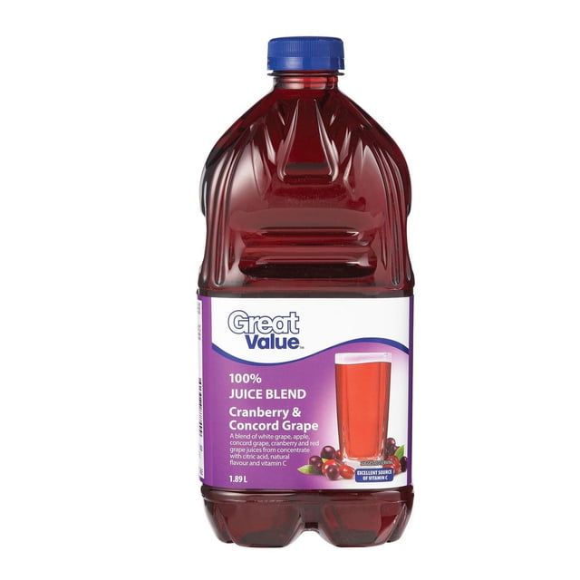 Mélange de jus 100% de canneberge et raisin Concord, Great Value