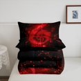 thumbnail image 4 of Ensemble de Douillette Motif Note de Musique Format Grand Lit, Ensemble de Literie Chic à Imprimé Paillettes Rouges Étoilées (Non Réelles) pour Ados et Adultes, Douillette en Duvet Thème Musique Romantique Scintillante, 3 Pcs 2 Taies d'Oreiller, 4 of 6