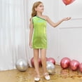 thumbnail image 2 of HXWCHs Robe Princesse à Paillettes Filles Robe Scintillante à Imprimé à Paillettes Ourlet Asymétrique Col Rond Sans Manches Tenue de Fête Élégante Décontractée Vert 11-12ans, 2 of 4