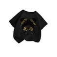 thumbnail image 3 of LUOGENLI T-Shirt pour Filles Enfant Filles Mignon Graphique Col Rond Manches Courtes Tee Été Décontracté T-Shirt Maxi Chemises pour Filles Noir 5-6 Ans, 3 of 5