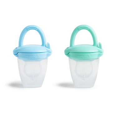 Munchkin Silicone Baby Food Feeder, 2 Pack (Blue/Mint)