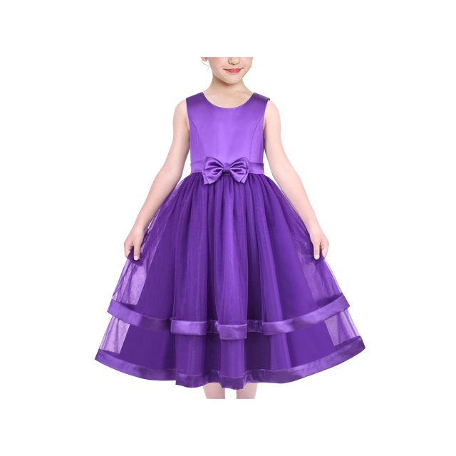 Robe de Fille Fleur Violette Princesse Mariage Vintage Formelle 8 Ans