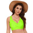 thumbnail image 3 of Huesdet Bikini Haut pour Femmes Maillot de Bain Col en V Bretelles Spaghetti Réglables (Jaune, G), 3 of 9