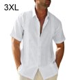 thumbnail image 5 of Wweixi Men's Button Down Shirt Boys Summer Pool Party Beach Walking Solid Color Simple Design Tops Daily Working Clothes White XXXL, 5 of 5