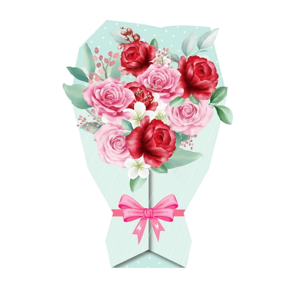 Ohufall 3D Flower Shape Bouquet Greeting Card Mother's Day Gifts Birthday Gift Beautiful Blessing Card For Mom
