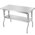 thumbnail image 1 of KFFKFF Commercial Worktable Workstation 48 x 24 inch Folding Commercial Prep Table, Heavy-duty Stainless Steel Folding Table with 772 lbs Load,Kitchen Work Table, Silver Stainless Steel Kitchen Island, 1 of 9