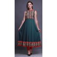 thumbnail image 2 of Bimba Robe Anarkali à Col Mandarin pour Femme, Bleu Sarcelle, Imprimé Cachemire, Style Ethnique Indien, Kurta, Moyen, 2 of 6