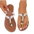 thumbnail image 4 of WRKEKC Sandales pour Femmes Bout Rond entre-Doigt Semelle Plate Été Plage Décontractées à Enfiler Sandales de Plage Chaussures pour Dames, 4 of 9