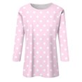 thumbnail image 4 of Lenpel T-Shirts pour Femmes Grande Taille Décontractés à Manches 3/4 Col Ras du Cou Imprimés Tee Hauts Tuniques de Printemps Été, 4 of 5