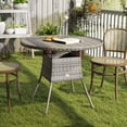 thumbnail image 2 of Outsunny 35.4" Outdoor Wicker Dining Table, PE Rattan Patio Furniture Grey, 2 of 10