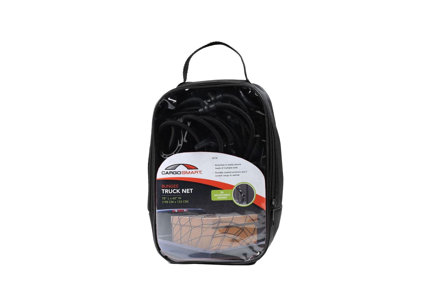 Filet à bagages élastique SmartStraps de 152 cm (60 po) avec 24 crochets en plastique dans un sac de rangement