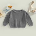 thumbnail image 2 of Toddler Baby  Neck Sweaters  Long Sleeve Solid Color Loose Knitted Pullovers, 2 of 7
