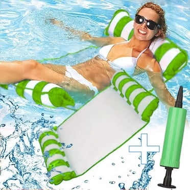 Tophomer Water Hammocks Pool Float Lounger Chair, Inflatable Swimming Raft Floating Bed Hammock Foldable for Water Party & Summer Carnival (Pump Included)