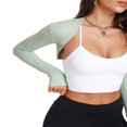 thumbnail image 3 of Cardigan Court de Yoga pour Femmes Haut d'Exercice Manches Longues Ouvert devant Boléro Solide pour Sports, 3 of 5
