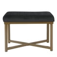 thumbnail image 2 of HomePop Velvet Tufted Ottoman with Metal Base, Black, 2 of 7