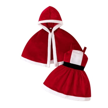 GDREDA Ensembles et Ensembles pour Filles Tenues pour Tout-Petites Robe Débardeur de Noël Sans Manches Peignoir à Capuche Ensemble Cape pour Occasions Festives et Célébrations des Fêtes