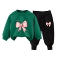 thumbnail image 2 of Pisexur Ensemble 2 Pcs pour Bébé Filles Garçons Automne Hiver Mode Décontractée Polaire Manches Longues Col Rond Chandails en Molleton et Pantalons Vêtements de Détente Imprimé Mignon Ensemble de Survêtement pour Enfants 3-8 Ans, 2 of 4