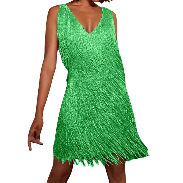 Robe à Franges 2025 Ocre Disco Robes Maxi pour Femmes pour l'Été Robe Années 70 Robe Confortable des Années 1920 pour Femmes Mini