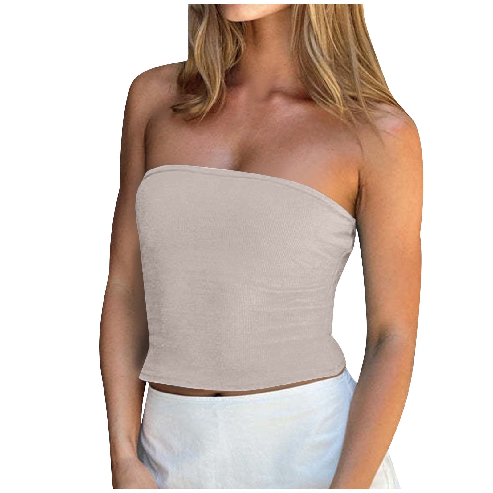 Timegard Tube Tops for Women Ribbed Strapless Skinny Comfy Solid Color Going out Top Summer Casual