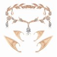 thumbnail image 1 of Rhinestone Leaf Wedding Tiara Crown Headband Cosplay Fairy Pixie Elf Ears For Brides Pageants Wedding Prom (rose Gold)_Special Gift, 1 of 5