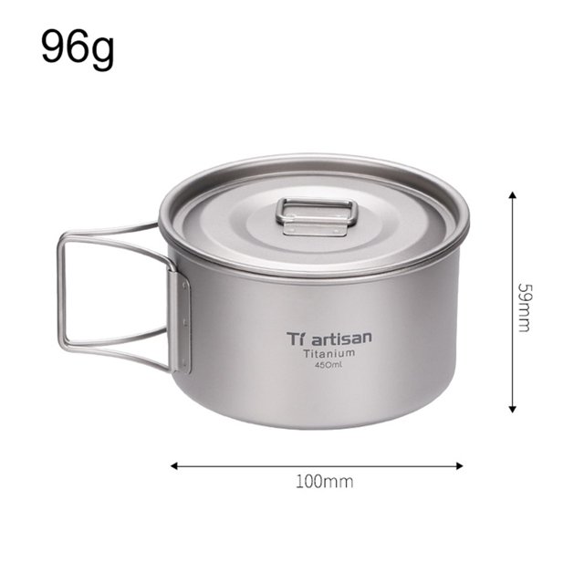Bol en Titane avec Poignée Pliable Bol de Camping Contenant pour Repas Poêle d'Extérieur