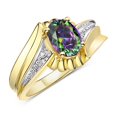thumbnail image 3 of RYLOS Rings for Women 14K Yellow Gold Swirl Z Ring 7X5MM Oval Gemstone &  Diamond Rings June Alexandrite Jewelry Size 5, 3 of 7