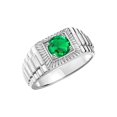 thumbnail image 4 of RYLOS Men's Ring 14K White Gold Ring, 7MM Round Shape Gemstone Designer Style Ring Fun & Fabulous Emerald May Birthstone Rings Gold Size 10, 4 of 7