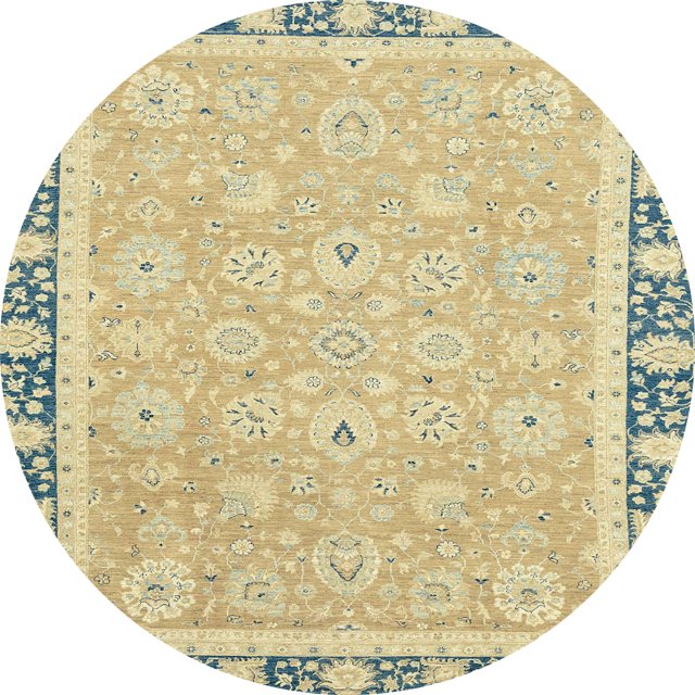Ahgly Company Tapis d'Intérieur Ronds Abstraits Orientaux Cuivre Vert, 8 Pieds Rond