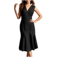 thumbnail image 2 of Liquidation d'Été 2025! Robe Grande Taille pour Femmes, Robe d'Été en Liquidation pour Femmes, Robe Sans Manches à Col en V Printemps/été Mode Slim Sirène, 2 of 5